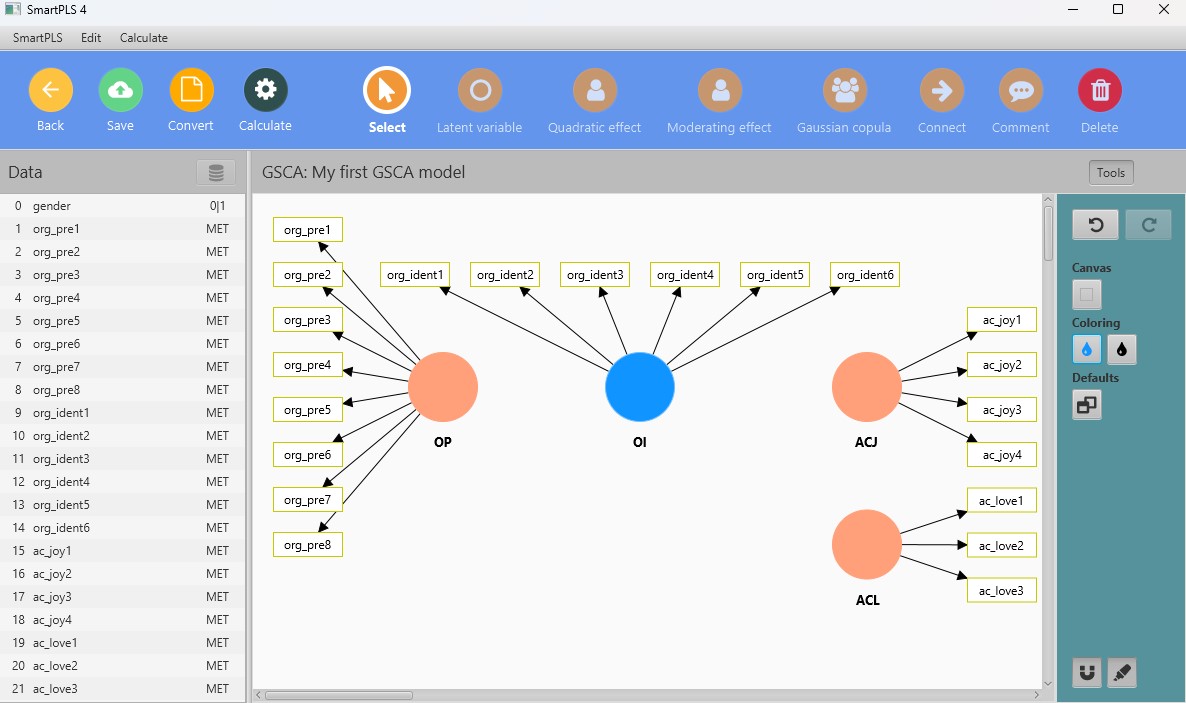 GSCA 模型构念创建