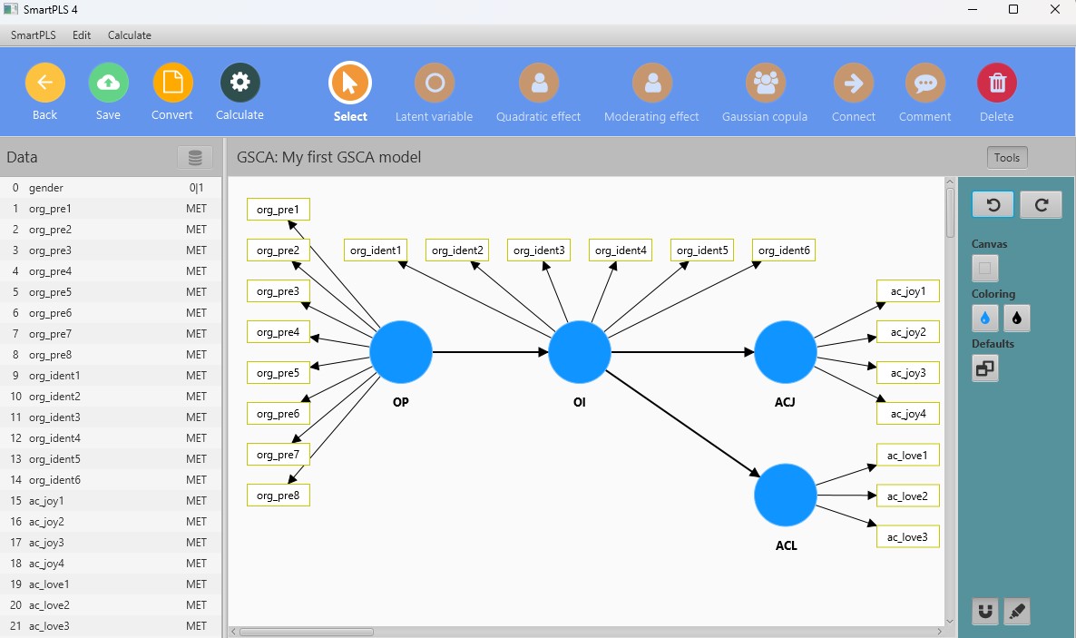 GSCA 模型构念连接