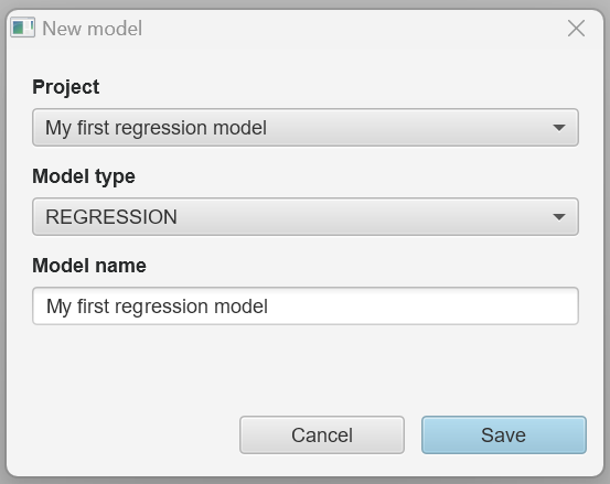 创建新回归模型